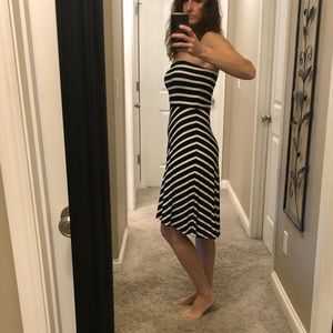Loft size small black and white strapless dress